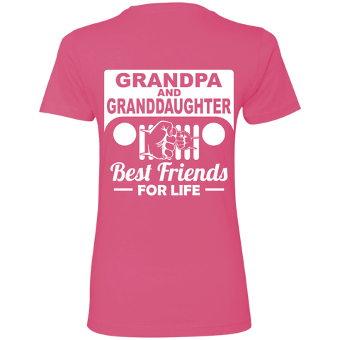 Best Gift For Grandpa And Granddaughter - Best Friends For Life Jeep T-Shirt For Women [Back]