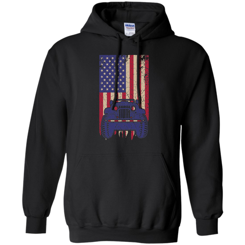 IG Jeep Under U.S Flag Hoodie 8 oz - Special Collecion | On sales | Various Colors [Front]