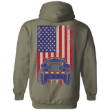 Jeep Under U.S Flag Hoodie 8 oz - Special Collecion | On sales | Various Colors [Back]