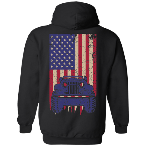 Jeep Under U.S Flag Hoodie 8 oz - Special Collecion | On sales | Various Colors [Back]