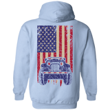 Jeep Under U.S Flag Hoodie 8 oz - Special Collecion | On sales | Various Colors [Back]