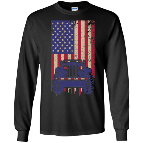 IG Jeep Under U.S Flag LS T-Shirt For Men - Special Collecion | On sales | Various Colors [Front]