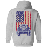 Jeep Under U.S Flag Hoodie 8 oz - Special Collecion | On sales | Various Colors [Back]